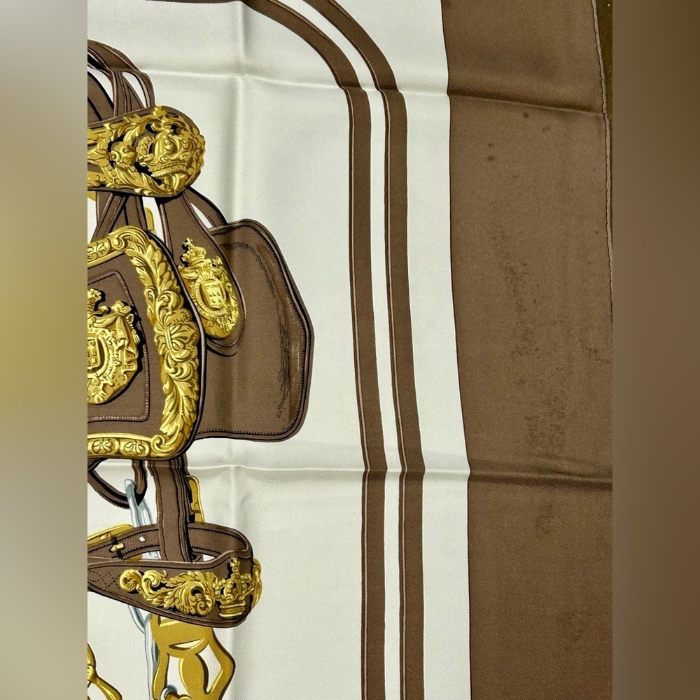 Hermès “Brides de Gala” Silk Scarf – Brown & Gold - Picture 3 of 4